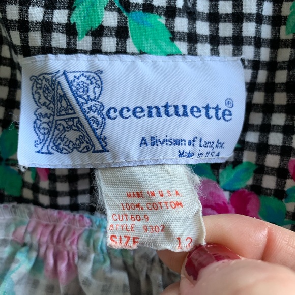 Vintage Accentuette Checkered Floral Sundress Med - Picture 6 of 6